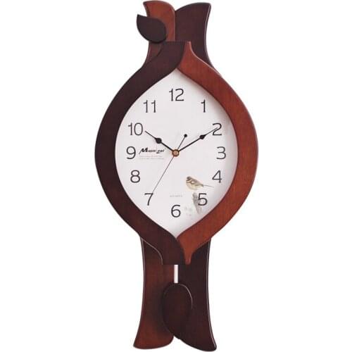 2015 New European brown wood wall clock creative fashion design modern swing 10 in. bedroom living room wall clock free shipping
