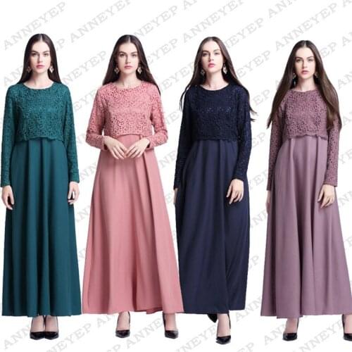 New muslim women dress robe musulmane Dubai Turkish Ladies Clothing Women Arab Ladies Caftan Kaftan Lace Malaysia Abayas
