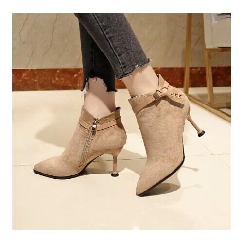 New Fashion High Heels Boots for Women Winter Shoes Pointed toe Sexy Ladies Ankle Boots Women Winter Boots Thin Heel