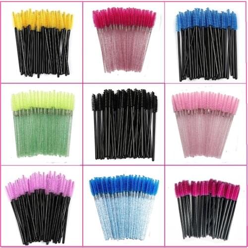 50Pcs Disposable Eyelash Brush Mascara Wands Colorful Plastic Applicator Professional Makeup Eye Brushes Eyelashes Extension