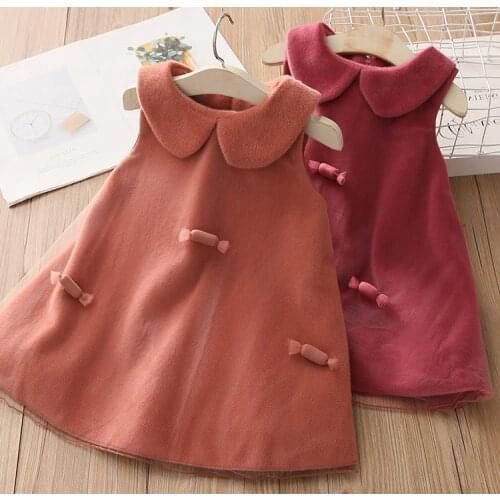 Toddler Girl Dresses Korean Fashion Wool Autumn Sleeveless Princess Dress Kids Clothing 2019 New Arrival High Quality Baby Dress