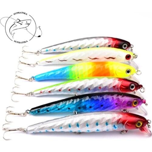 6Pcs/lot 3D Painting Saltwater Sea Fishing Minnow Lure 12cm/15g Lifelike Shallow Wobbler Crankbait Artificial Pesca Bait