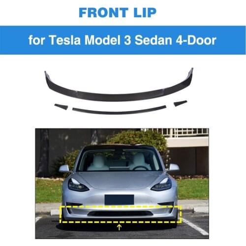 Front Bumper Lip Splitters For Tesla Model 3 2017 - 2019 Front Bumper Lip Carbon Fiber