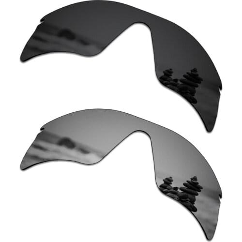 SmartVLT 2 Pieces Polarized Sunglasses Replacement Lenses for Oakley Radar Range Stealth Black and Silver Titanium
