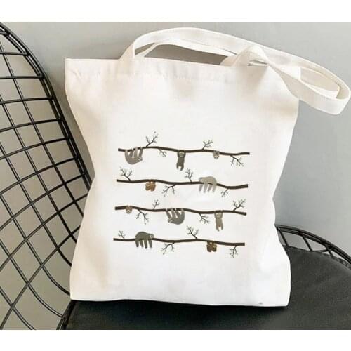 Shopper Sloth hanging from branches Printed Tote Bag women Harajuku shopper handbag girl Shoulder shopping bag Lady Canvas Bag