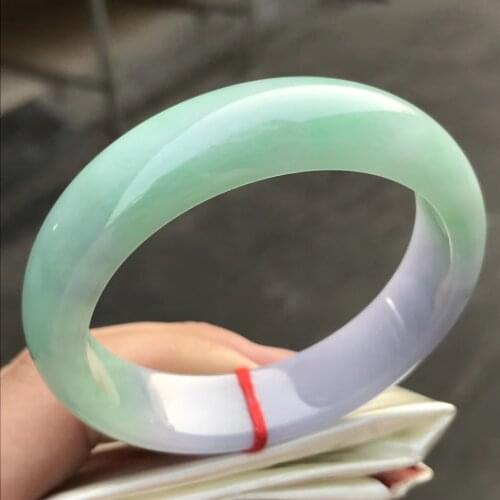 Only One !56.5MMCertified (Grade A)100% Natural Green Jadeite JADE Bracelet Women Bangle