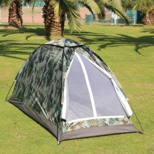 Waterproof Camping Tent Digital Camouflage PU Polyester Fabric Single Layer Tent for Outdoor Travel Hiking 200X100X100cm X336D