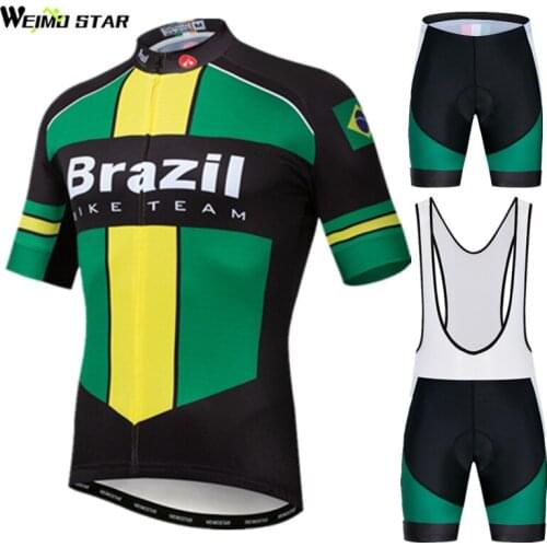 Weimostar Brazil Team Cycling Jersey Set Men Summer Pro Bicycle Clothes Ropa Ciclismo Quick Dry MTB Bike Clothing Cycling Wear