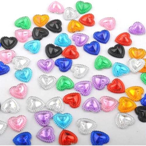 BOLIAO New 100Pcs Love Heart 12*12mm(0 .47") Acrylic FlatBack Crystal Applique Glue on Bag/Clothes Decoration Craft DIY Not Hole