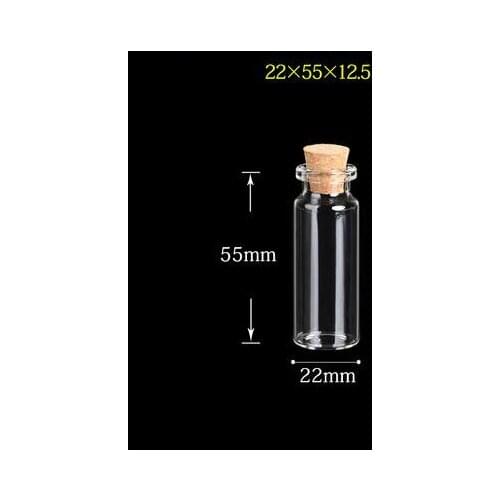 100pcs 22*55mm 12ml tube glass vial pendats clear empty glass bottles with cork jar jewelry finding Gift mini perfumes oil sets