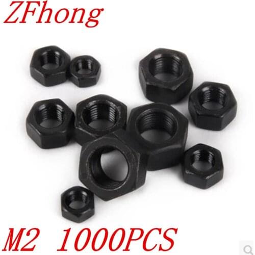 1000PCS DIN934 M2 Steel with black Hex Nut