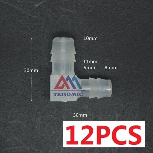 12 pieces 8mm*10mm Elbow Reducing Aquarium Connector Tube Joiner Material PP Plastic Fitting Fish Tank Airline