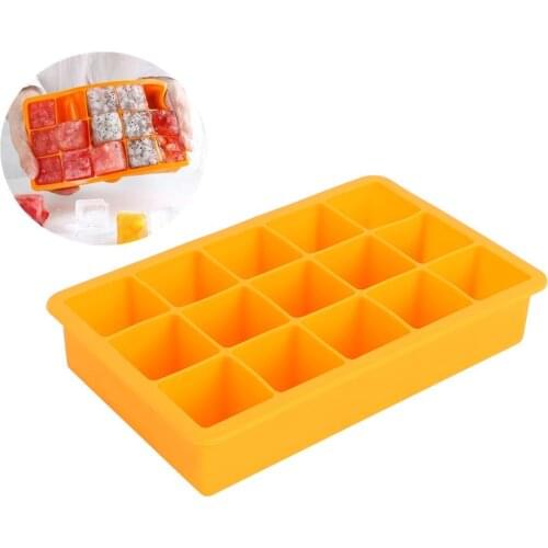 15 Grids Silicone Square Shape Ice Cube Mold Large Ice Cream Maker DIY Freeze Mold Kitchen Bar Drinking Accessories