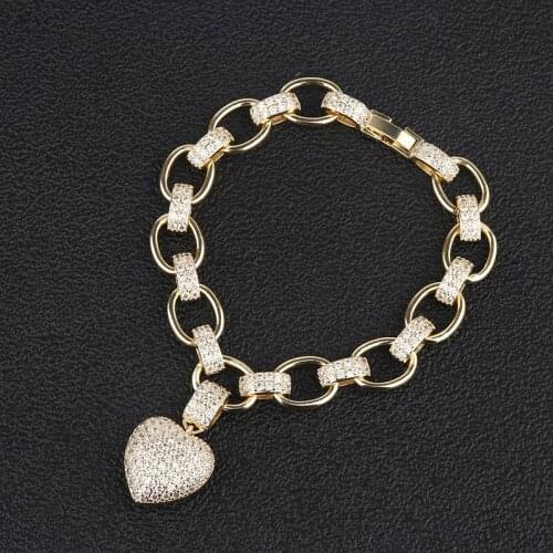 2pcs/lot Exquisite Heart Shape Jewelry Micro CZ Paved Bracelets Bangles For Women Jewelry