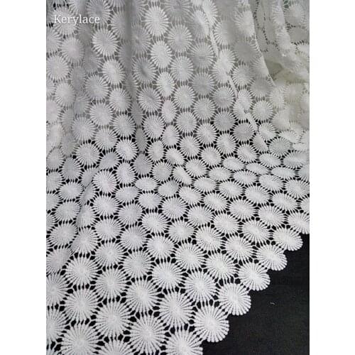 2021 White Lace Fabrics for African Party Guipure Embroidery Lace Fabric Cord Lace Fabric Nigeria Wedding Dress KRL-1095