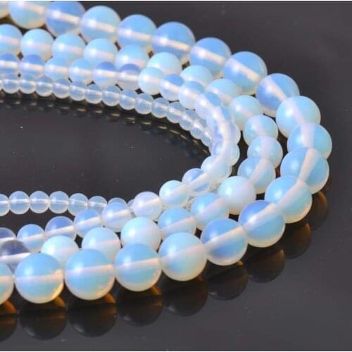 Egg White Beads Round Crystal Natural Round Stone Loose Beads For Jewelry Diy making 4mm 6mm 8mm 10mm 12mm TRS0029