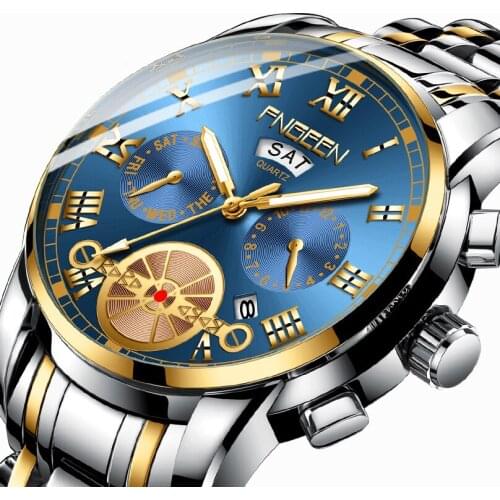 New Top Brand Luxury Bunishess Quartz Watches for Men Waterproof Watch Stainless Steel Band Wristwatches Relogio Masculino
