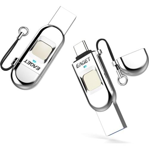 Eaget Fingerprint Encrypted Pendrive 128GB 64GB 32GB Top Security Pen Drive Business Grade USB 3.0 Flash Drive High Quality USB
