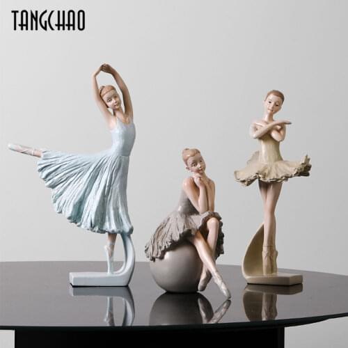 Nordic Style Ballet Girl Statues Creative Home Decor Resin Ballet Figurines For Home Living Room Decoration Gift For Girlfriend