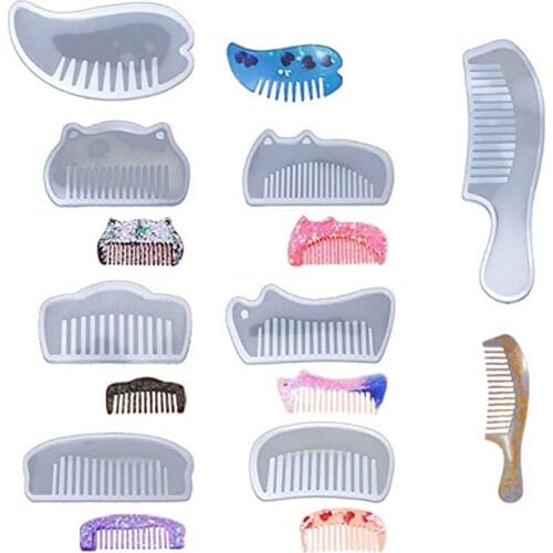 Resin Comb Mold Silicone Handmade Gift for Comb, Hair Comb Moulds for Resin Craft Mirror Shaped Mold DIY Craft Tools