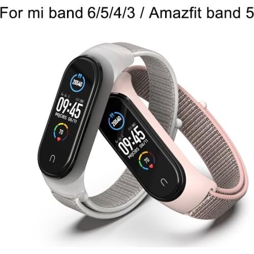 Mijobs For Xiaomi Miband Mi Band 6 5 Smart Strap Bracelet Nylon NFC Global Version Amazfit Band 5