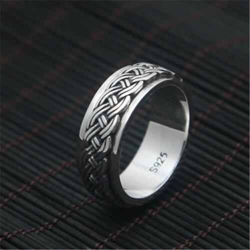 2018 Thailand Vintage Wedding Ring 100% Real 925 sterling silver Creative Simple Rotatable Ring for Women Men Lovers Gifts