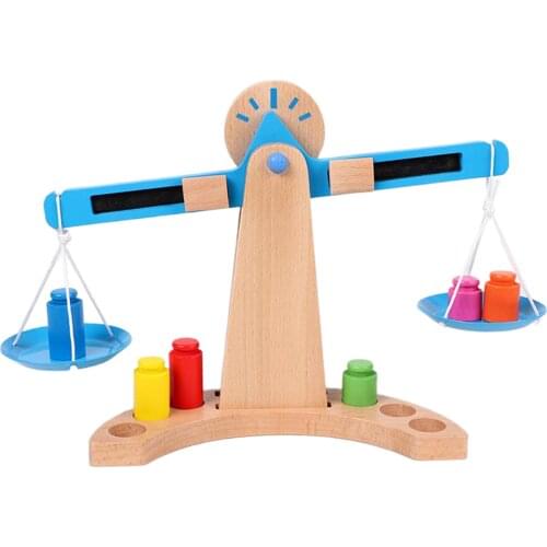 Colorful Classic Wooden Balance Scale Toys Kids Preschool Early Education Learning Toy