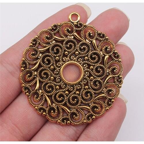 WYSIWYG 2pcs 49x49mm Antique Gold Color Antique Silver Color Round Earring Accessories Charms For Jewelry Making