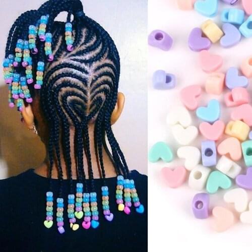 50pcs/lot Heart Style Cool Dreadlocks Hair Ring Hair Braid Beads Hair Braid Dread Beads Cuffs Clips Approx 3.5mm Hole
