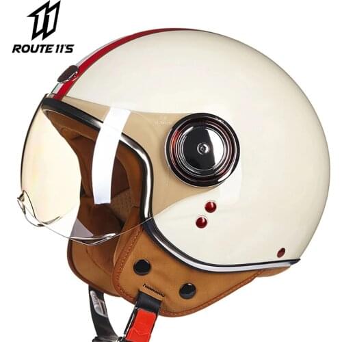 Motorcycle Helmet 3/4 Open Face Vintage Casco Moto Men Retro Moto Helmet Summer Scooter Motorbike Riding Helmet
