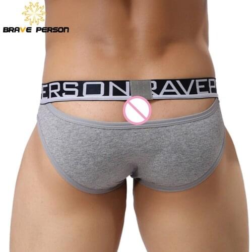 BRAVE PERSON Underwear Men Male Sexy Briefs Cotton Fabric Hollow Design Men Underwear Briefs Men Underpants Gay Underwear