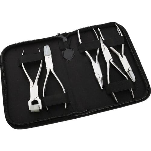 Set of 5pcs Stainless Steel Optic Eye Glasses Optician Eyeglasses Frame Repair Optical Pliers Tools Kit with Black Pouch Bag