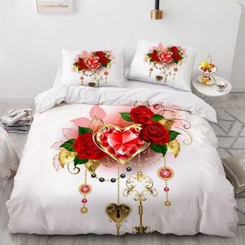 American Style 3D Duvet Cover Set White Quilt Covers Pillow Case Comforter Shell Bed Linen Luxury Flower Bedclothes
