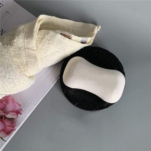 Natural Volcanic Rock Soap Dish Marble Soap Holder for Bathroom Kitchen Hotel