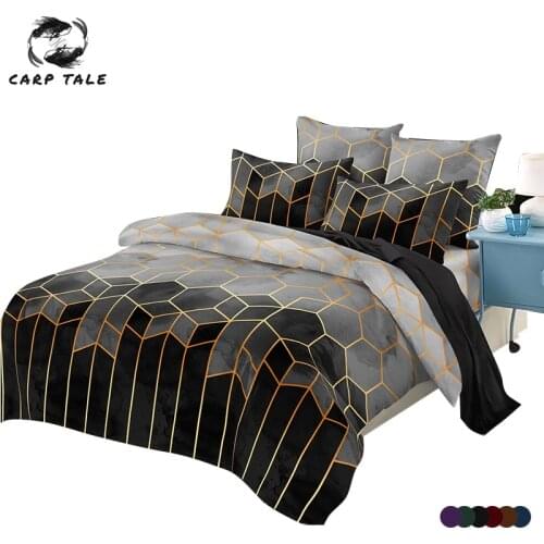 Nordic Geometric Plaid Gilt Duvet Cover Set 240x220 King Size Bedding Sets Pillowcase Double Queen Quilt Covers (No Bed Sheet)