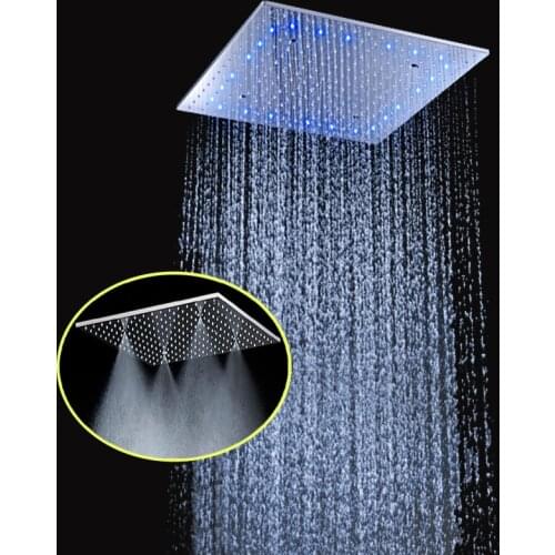 Color Changing SPA Mist Rainfall Shower Head 16"/20" Temperature Sensor LED Shower Overhead Faucet Bathroom Rain Shower Panel