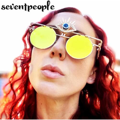 2020 Retro Round Steampunk Sunglasses Men Fashion Hip Hop Small Oval Sun Glasses Women Unique Frame Punk Vintage Eyeglasses