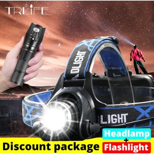 LED Headlamp T6/L2/V6 Head light Zoom headlamps use 2*18650+LED Flashlight Zoom Torch by 18650 battery for Bicycle Light