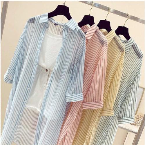 Thin Coat Casual Summer Sun Protection Clothes Female Cardigan Shirt Clothing Tops Chiffon Blouse for Women Blusa Femme Y230