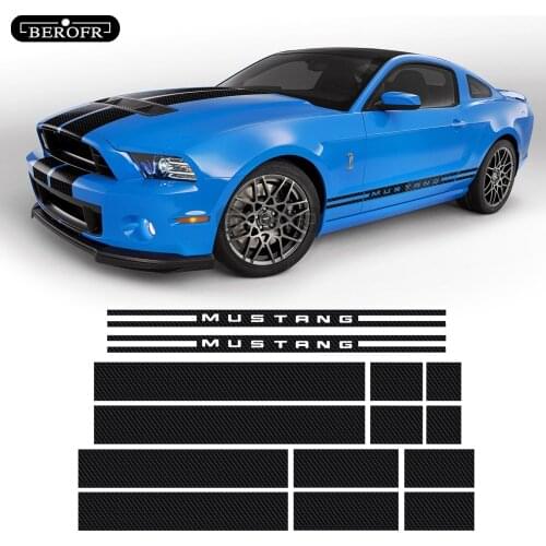Car Hood Roof Trunk Vinyl Decal Side Stripe Skirt Sticker Sport For Ford Mustang 2015-Present GT Shelby 500 Accessories 1Set