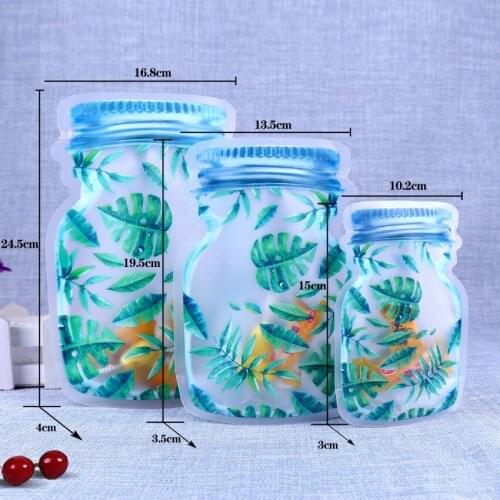 Moisture-proof Mason Bottle Self-supporting Bag Organizer Food Storage Bag Reusable Bag Mason Jar Cookies Zipper Seal