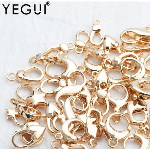YEGUI M824,jewelry accessories,lobster clasp hooks,18k gold plated,0.3 microns,necklace bracelet,jewelry making,10pcs/lot