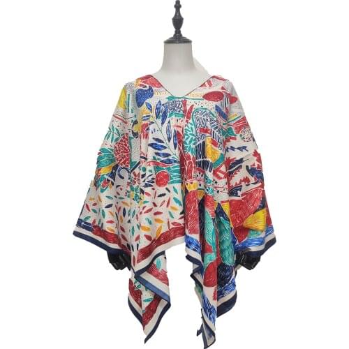 Kaftan Dubai Abaya Hijab Muslim Silk Bohemian Blouse For Lady Oversize Kuwait Sexy V-neck Blogger Recommend Kaftan