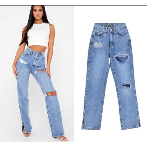 Womens Pants High-Waisted Slim Straight-Leg Denim Trousers Womens Fashion Jeans Mopping Pants Jeans For Girls Streetwear y2k