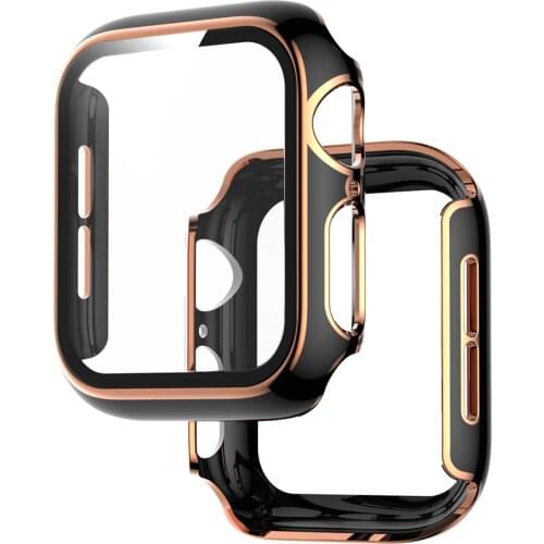 PC Hard Protective Case Shell Frame For iWatch seSeries 6/5/4/se 40mm 44mm Screen Protector Glass Cover