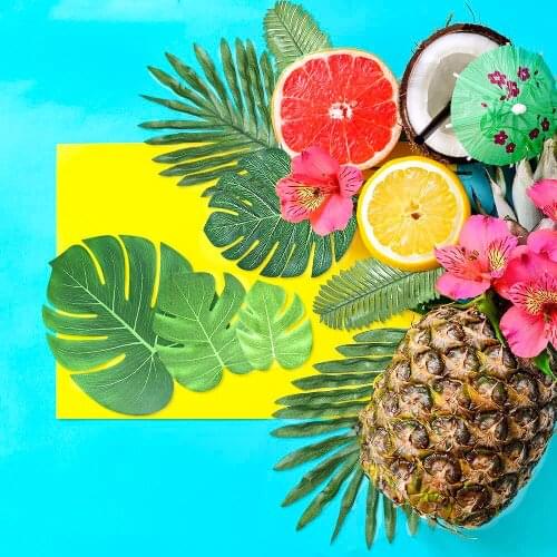 10pcs 12pcs Green Artificial Tropical Palm Leaves Hawaiian Luau Party Jungle Beach Theme Swimming Pool Party Decoration Hawaii