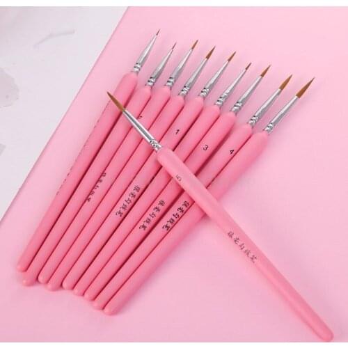 10Pcs/set Wolf Hair Hook Line Pen Fine Paint Brush Pen Set Artist Watercolor Acrylic Painting Brush Art Drawing Supplies