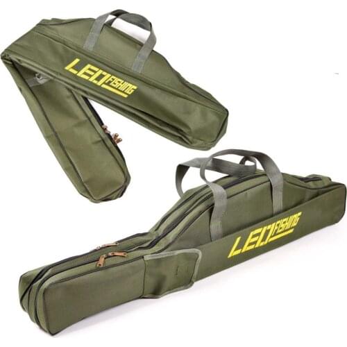 100/150cm Fishing Bag 2 Layer 420D Oxford Cloth Portable Folding Fishing Rod Reel Lure Canvas Pole Storage Soft Case