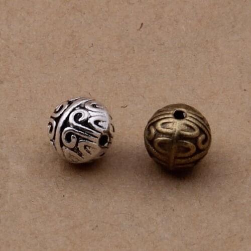 20pcs/lot 6*7mm Antique Bronze Color Vintage Round Charm Beads Metal European Beads For Bracelet Necklace Jewelry Making