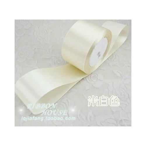 25 yards/roll) 2'' (50mm) Beige Cream White satin ribbon webbing decorationChristmas gift Packaging ribbons Sewing Fabric DIY